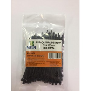  ABRACADEIRA NYLON PRETA 2,5 X 100MM MEL...